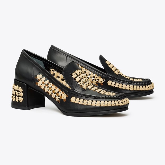 CHLOÉ WOVEN LOAFER IN WHITE DENIM AND COLORFUL RAFFIA